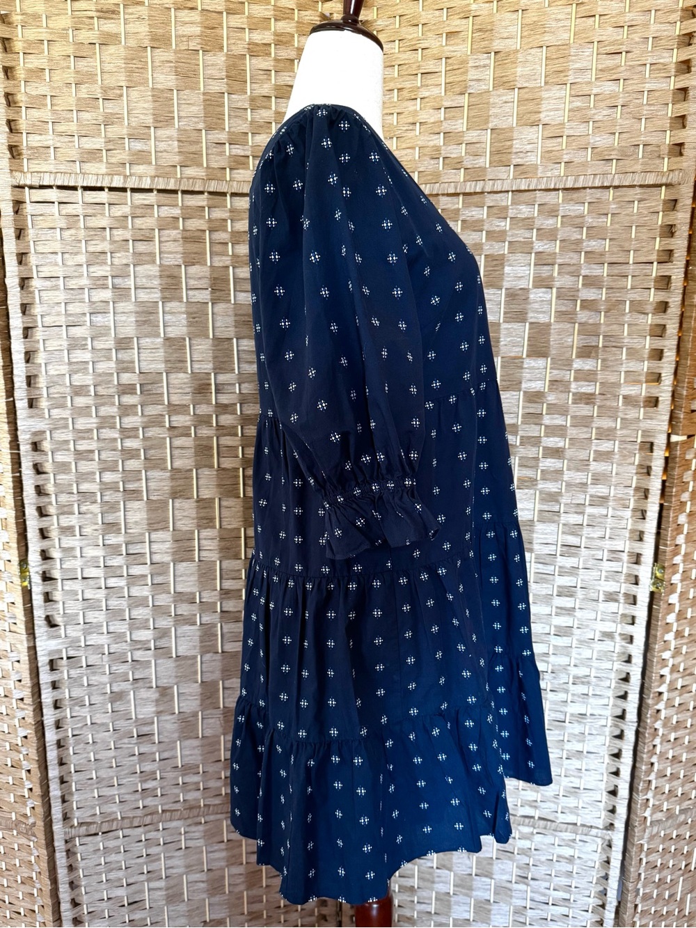 Madewell Navy Blue Polka Dot Tiered Square-Neck Dress - Picture 8 of 14